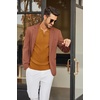 image:imageCOOFANDY Mens Knit Long Sleeve Polo Shirt Casual Polo Collared Sweater VNeck Textured PulloverYellow