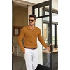 image:imageCOOFANDY Mens Knit Long Sleeve Polo Shirt Casual Polo Collared Sweater VNeck Textured PulloverYellow