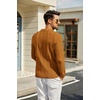 image:imageCOOFANDY Mens Knit Long Sleeve Polo Shirt Casual Polo Collared Sweater VNeck Textured PulloverYellow