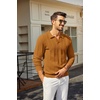 image:imageCOOFANDY Mens Knit Long Sleeve Polo Shirt Casual Polo Collared Sweater VNeck Textured PulloverYellow