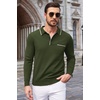 image:imageCOOFANDY Mens Knit Polo Long Sleeve Collared Sweater Polo Business Casual Polos with PocketArmy Green