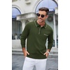 image:imageCOOFANDY Mens Knit Polo Long Sleeve Collared Sweater Polo Business Casual Polos with PocketArmy Green