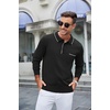 image:imageCOOFANDY Mens Knit Polo Long Sleeve Collared Sweater Polo Business Casual Polos with PocketBlack
