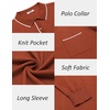 image:imageCOOFANDY Mens Knit Polo Long Sleeve Collared Sweater Polo Business Casual Polos with PocketBrown