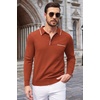 image:imageCOOFANDY Mens Knit Polo Long Sleeve Collared Sweater Polo Business Casual Polos with PocketBrown