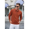 image:imageCOOFANDY Mens Knit Polo Long Sleeve Collared Sweater Polo Business Casual Polos with PocketBrown