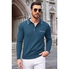 image:imageCOOFANDY Mens Knit Polo Long Sleeve Collared Sweater Polo Business Casual Polos with PocketDark Blue