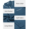 image:imageCOOFANDY Mens Knit Polo Long Sleeve Collared Sweater Polo Business Casual Polos with PocketDark Blue