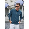 image:imageCOOFANDY Mens Knit Polo Long Sleeve Collared Sweater Polo Business Casual Polos with PocketDark Blue