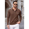 image:imageCOOFANDY Mens Knit Polo Long Sleeve Collared Sweater Polo Business Casual Polos with PocketDark Brown