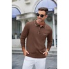 image:imageCOOFANDY Mens Knit Polo Long Sleeve Collared Sweater Polo Business Casual Polos with PocketDark Brown