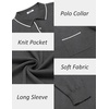 image:imageCOOFANDY Mens Knit Polo Long Sleeve Collared Sweater Polo Business Casual Polos with PocketDark Gray