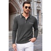 image:imageCOOFANDY Mens Knit Polo Long Sleeve Collared Sweater Polo Business Casual Polos with PocketDark Gray