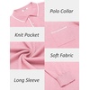 image:imageCOOFANDY Mens Knit Polo Long Sleeve Collared Sweater Polo Business Casual Polos with PocketDark Pink