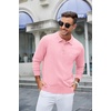 image:imageCOOFANDY Mens Knit Polo Long Sleeve Collared Sweater Polo Business Casual Polos with PocketDark Pink
