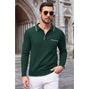 image:imageCOOFANDY Mens Knit Polo Long Sleeve Collared Sweater Polo Business Casual Polos with PocketGreen