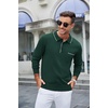 image:imageCOOFANDY Mens Knit Polo Long Sleeve Collared Sweater Polo Business Casual Polos with PocketGreen