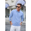 image:imageCOOFANDY Mens Knit Polo Long Sleeve Collared Sweater Polo Business Casual Polos with PocketLight Blue