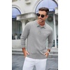 image:imageCOOFANDY Mens Knit Polo Long Sleeve Collared Sweater Polo Business Casual Polos with PocketLight Gray