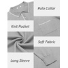 image:imageCOOFANDY Mens Knit Polo Long Sleeve Collared Sweater Polo Business Casual Polos with PocketLight Gray