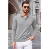 image:imageCOOFANDY Mens Knit Polo Long Sleeve Collared Sweater Polo Business Casual Polos with PocketLight Gray