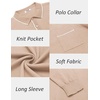 image:imageCOOFANDY Mens Knit Polo Long Sleeve Collared Sweater Polo Business Casual Polos with PocketLight Khaki