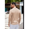 image:imageCOOFANDY Mens Knit Polo Long Sleeve Collared Sweater Polo Business Casual Polos with PocketLight Khaki