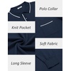 image:imageCOOFANDY Mens Knit Polo Long Sleeve Collared Sweater Polo Business Casual Polos with PocketNavy Blue