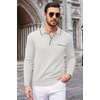 image:imageCOOFANDY Mens Knit Polo Long Sleeve Collared Sweater Polo Business Casual Polos with PocketWhite