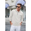 image:imageCOOFANDY Mens Knit Polo Long Sleeve Collared Sweater Polo Business Casual Polos with PocketWhite