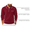image:imageCOOFANDY Mens Knit Polo Long Sleeve Collared Sweater Polo Business Casual Polos with PocketWine Red