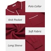 image:imageCOOFANDY Mens Knit Polo Long Sleeve Collared Sweater Polo Business Casual Polos with PocketWine Red