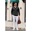 image:imageCOOFANDY Mens Knit Polo Long Sleeve Polos Sweater Causal Collared Golf Sweaters Fashion Business Dress PulloverAblack