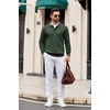 image:imageCOOFANDY Mens Knit Polo Long Sleeve Polos Sweater Causal Collared Golf Sweaters Fashion Business Dress PulloverArmy Green