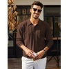 image:imageCOOFANDY Mens Knit Polo Long Sleeve Polos Sweater Causal Collared Golf Sweaters Fashion Business Dress PulloverBrown
