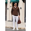 image:imageCOOFANDY Mens Knit Polo Long Sleeve Polos Sweater Causal Collared Golf Sweaters Fashion Business Dress PulloverBrown