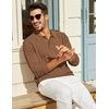 image:imageCOOFANDY Mens Knit Polo Long Sleeve Polos Sweater Causal Collared Golf Sweaters Fashion Business Dress PulloverLight Brown