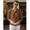image:imageCOOFANDY Mens Knit Polo Long Sleeve Polos Sweater Causal Collared Golf Sweaters Fashion Business Dress PulloverLight Brown
