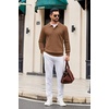 image:imageCOOFANDY Mens Knit Polo Long Sleeve Polos Sweater Causal Collared Golf Sweaters Fashion Business Dress PulloverLight Brown