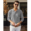 image:imageCOOFANDY Mens Knit Polo Long Sleeve Polos Sweater Causal Collared Golf Sweaters Fashion Business Dress PulloverLight Grey