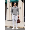 image:imageCOOFANDY Mens Knit Polo Long Sleeve Polos Sweater Causal Collared Golf Sweaters Fashion Business Dress PulloverLight Grey