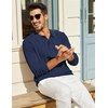 image:imageCOOFANDY Mens Knit Polo Long Sleeve Polos Sweater Causal Collared Golf Sweaters Fashion Business Dress PulloverNavy Blue