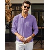 image:imageCOOFANDY Mens Knit Polo Long Sleeve Polos Sweater Causal Collared Golf Sweaters Fashion Business Dress PulloverPurple