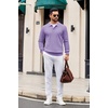 image:imageCOOFANDY Mens Knit Polo Long Sleeve Polos Sweater Causal Collared Golf Sweaters Fashion Business Dress PulloverPurple