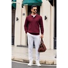 image:imageCOOFANDY Mens Knit Polo Long Sleeve Polos Sweater Causal Collared Golf Sweaters Fashion Business Dress PulloverWine Red