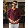 image:imageCOOFANDY Mens Knit Polo Long Sleeve Polos Sweater Causal Collared Golf Sweaters Fashion Business Dress PulloverWine Red