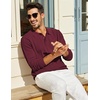 image:imageCOOFANDY Mens Knit Polo Long Sleeve Polos Sweater Causal Collared Golf Sweaters Fashion Business Dress PulloverWine Red
