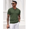 image:imageCOOFANDY Mens Knit Polo Shirt Short Sleeve Vintage Textured Casual Golf Shirts Summer Beach TopArmy Green