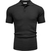image:imageCOOFANDY Mens Knit Polo Shirt Short Sleeve Vintage Textured Casual Golf Shirts Summer Beach TopBlack