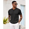 image:imageCOOFANDY Mens Knit Polo Shirt Short Sleeve Vintage Textured Casual Golf Shirts Summer Beach TopBlack
